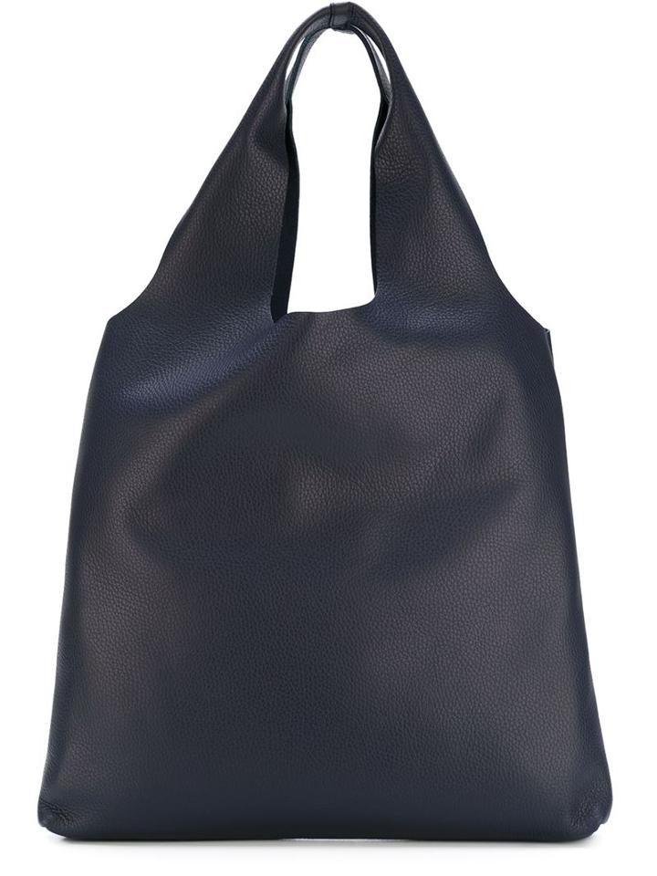 Jil Sander Navy Textured Shopper Tote