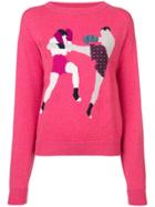 Barrie Figure Embroidered Sweater - Pink & Purple