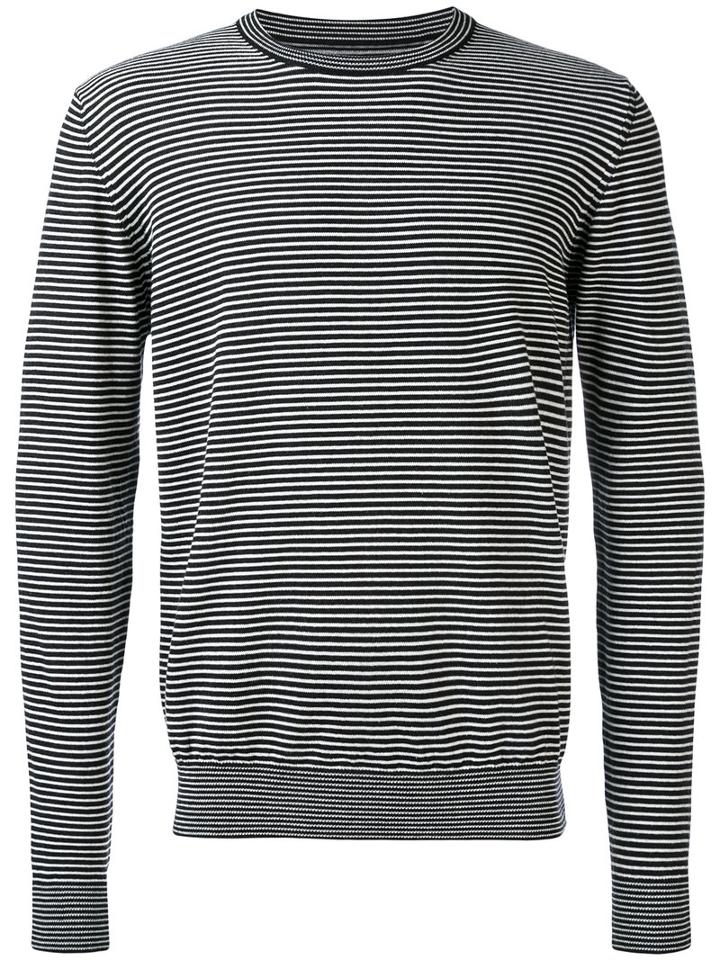 Maison Margiela - Striped Elbow Patch Jumper - Men - Wool/cotton/calf Leather - L, Black, Wool/cotton/calf Leather