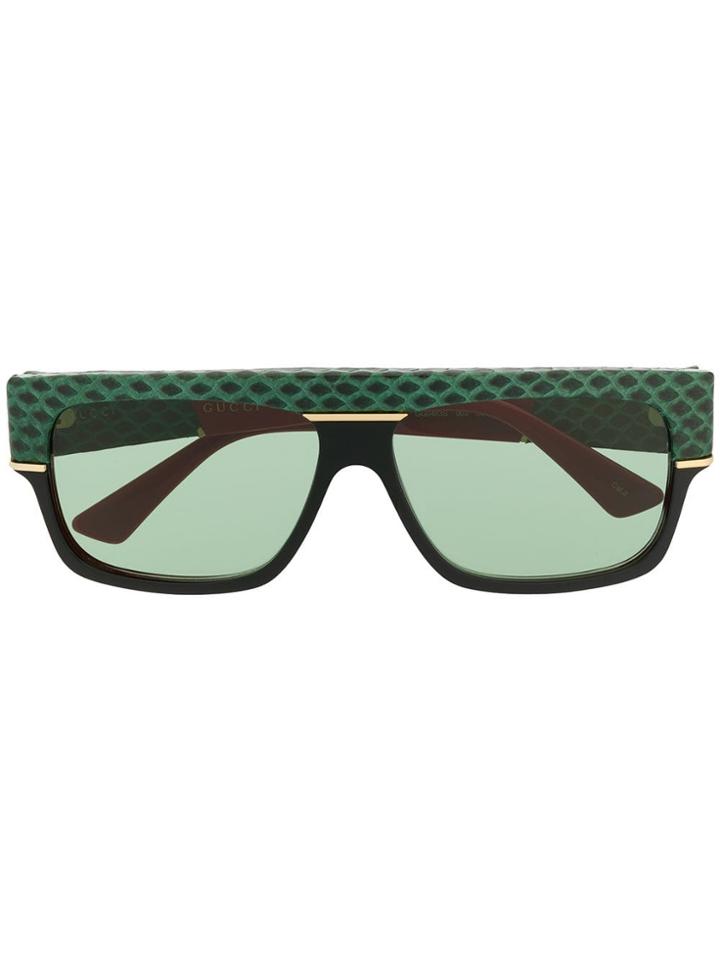 Gucci Eyewear Snake Skin Detail Sunglasses - Green