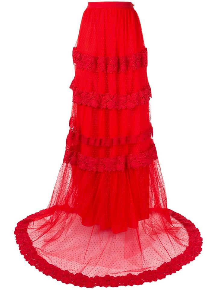 Ingie Paris Lace Flared Maxi Skirt