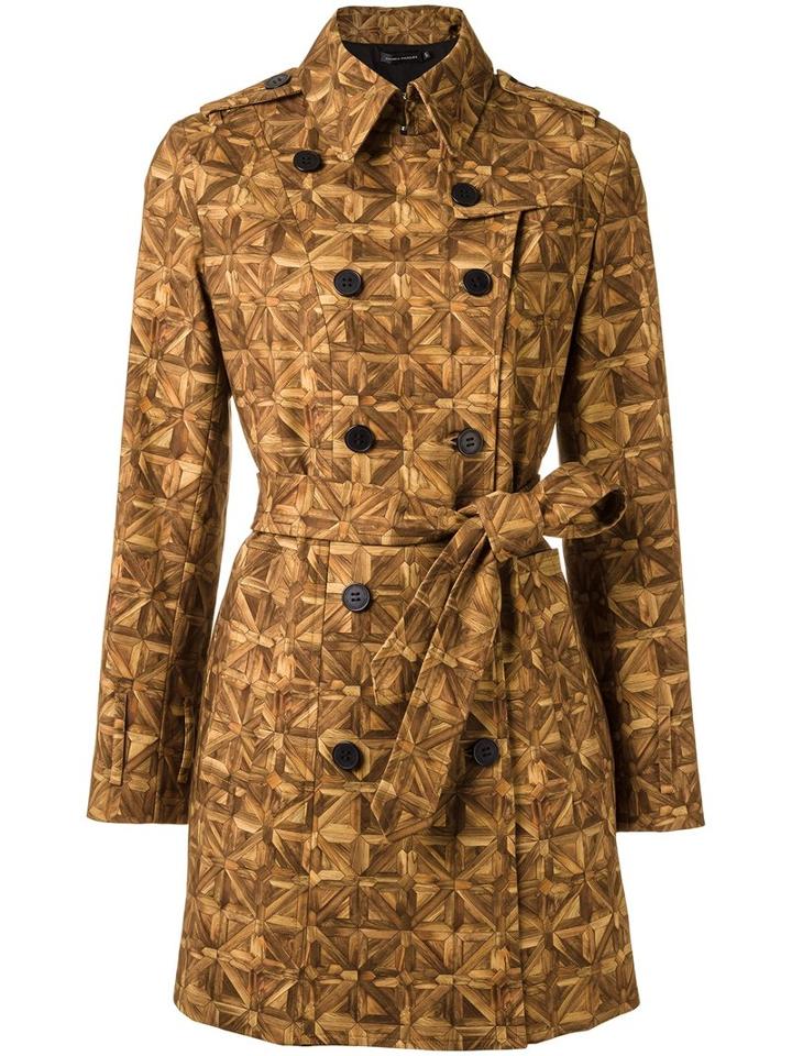 Andrea Marques - All-over Print Trench Coat - Women - Cotton/spandex/elastane - 38, Brown, Cotton/spandex/elastane