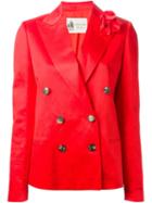 Lanvin Flower Detail Blazer, Women's, Size: 38, Red, Linen/flax/cupro/silk