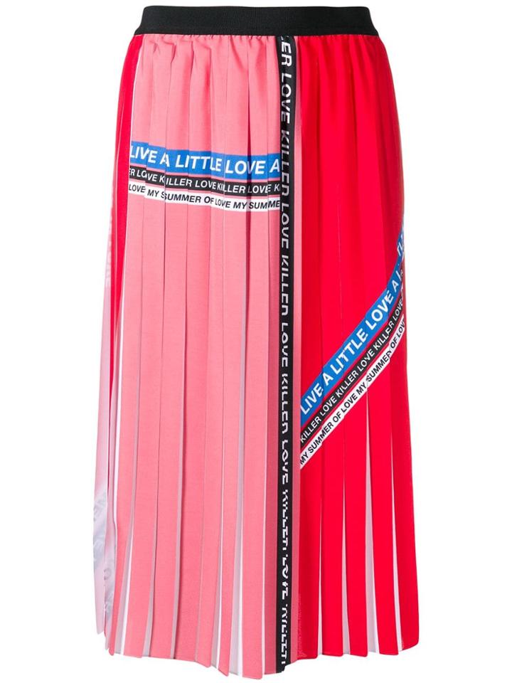 Pinko Printed Pleated Midi Skirt - Red