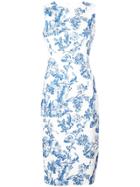 Oscar De La Renta Floral Print Pencil Dress - Blue