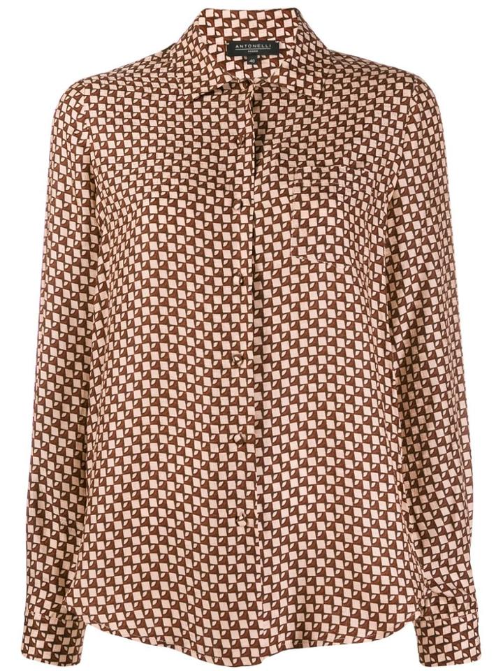 Antonelli Geometric-print Shirt - Brown