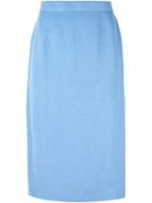 Louis Feraud Vintage Classic Pencil Skirt, Women's, Size: 36, Blue