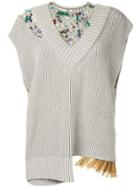 Kolor Knitted Lace Insert Top - Grey