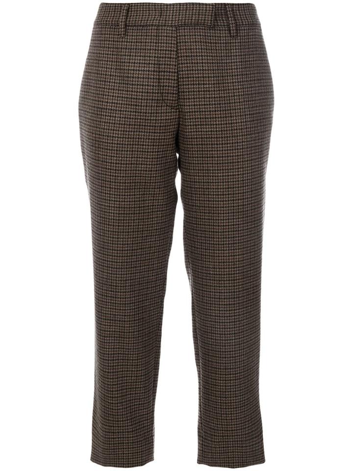 Prada Checked Cropped Trousers - Brown