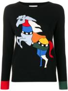 Chinti & Parker Colour-block Horse Print Sweater - Black