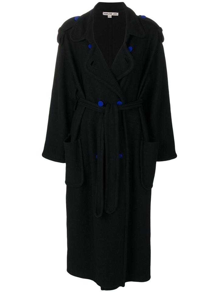 Edeline Lee Double Breasted Oversized Coat - Black