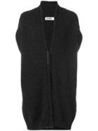 Jil Sander Knit Oversized Sleeveless Cardi Coat - Grey