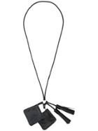 Y's Double Coin Pouch Necklace - Black