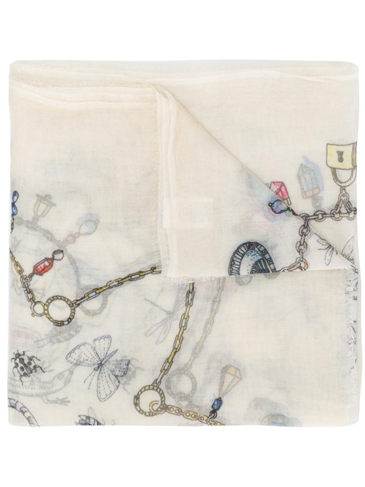 Faliero Sarti Classic Embroidered Scarf - Nude & Neutrals