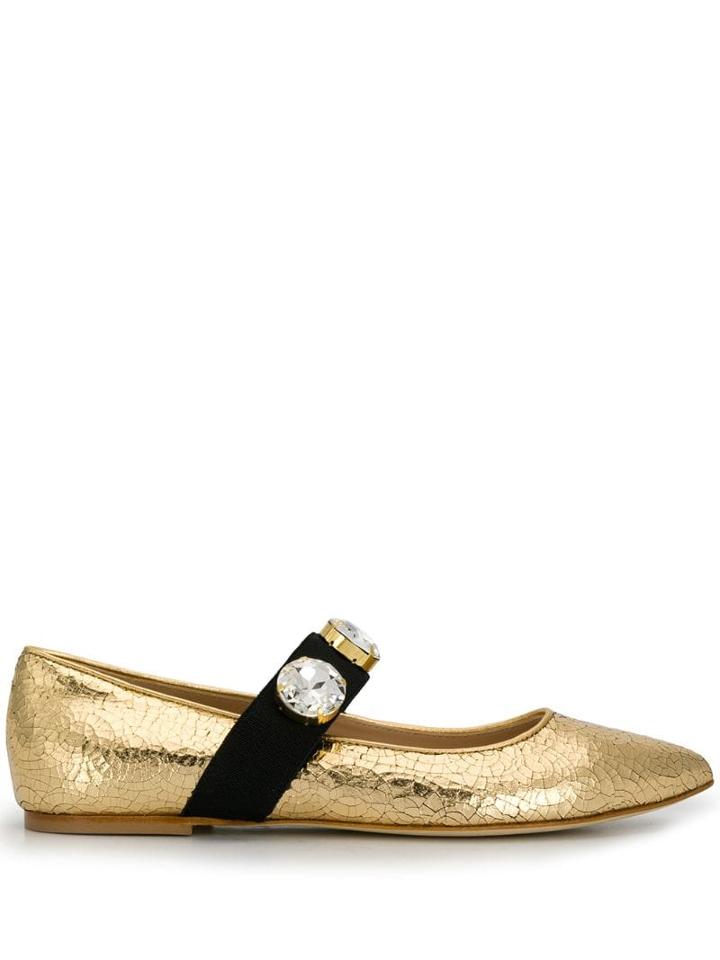 Polly Plume Metallic Ballerina Shoes - Gold