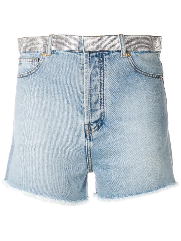 Alexandre Vauthier Belted Denim Shorts - Blue