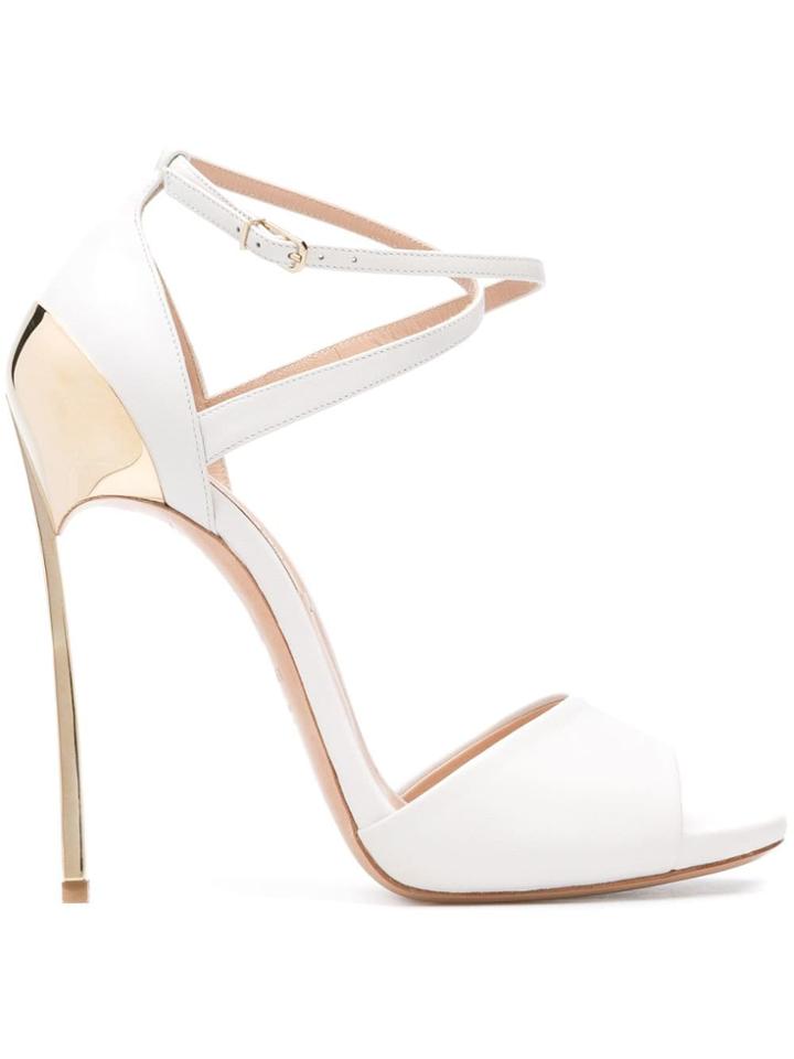 Casadei Gold-tone Detailed Sandals - White