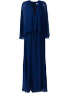 Msgm Tulle Pleated Cape Dress, Women's, Size: 40, Blue, Polyester