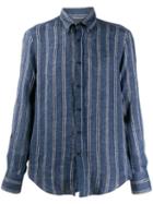 Brunello Cucinelli Striped Long-sleeved Shirt - Blue