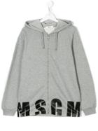 Msgm Kids Logo Printed Hoodie - Grey