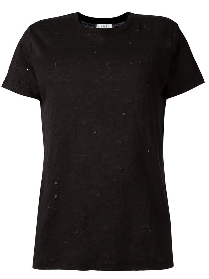Iro Ripped Trim T-shirt, Women's, Size: Small, Black, Linen/flax