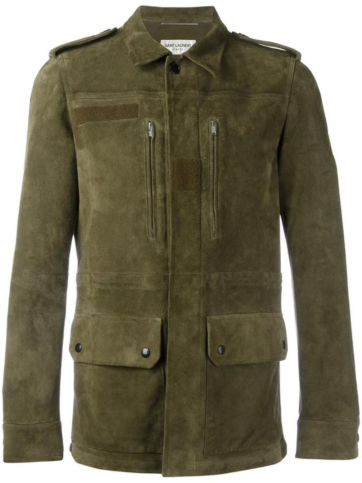 Saint Laurent Classic Military Jacket, Men's, Size: 48, Goat Suede