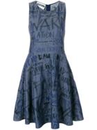 Moschino Graffiti Embroidered Sleeveless Mini Dress - Blue