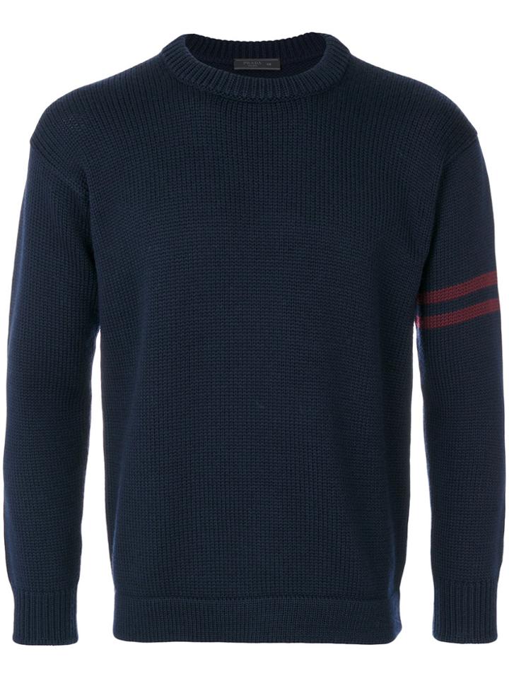 Prada Stripe Detail Jumper - Blue