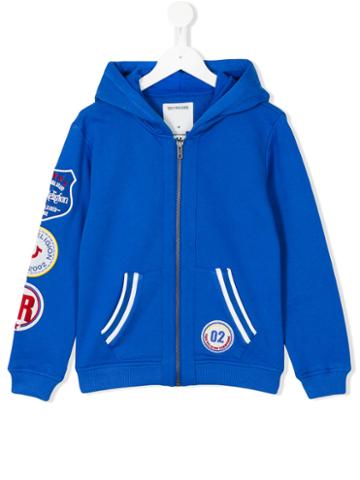 True Religion Kids - Arm Patches Zipped Hoodie - Kids - Cotton - 10 Yrs, Blue