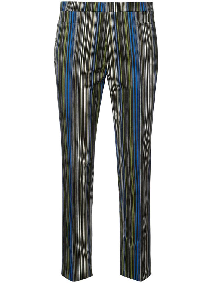 Akris Punto - Striped Crop Trousers - Women - Cotton/spandex/elastane - 10, Blue, Cotton/spandex/elastane