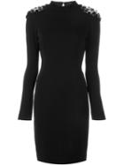Philipp Plein Embellished Shoulder Dress, Women's, Size: M, Black, Viscose/spandex/elastane/polyester/brass
