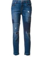 Derek Lam 10 Crosby Patch Detail Jeans, Women's, Size: 30, Blue, Cotton/spandex/elastane