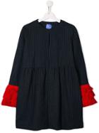 Stella Jean Kids Teen Striped Fringed-cuff Coat - Blue