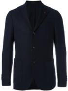 Lardini Patch Pockets Blazer, Men's, Size: 48, Blue, Viscose/cupro/wool/cotton