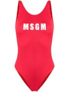 Msgm Logo Swimsuit - Red
