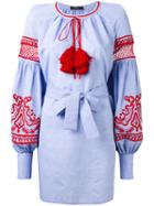 Wandering - Embroidered Poet Sleeve Tunic - Women - Cotton - 42, Blue, Cotton