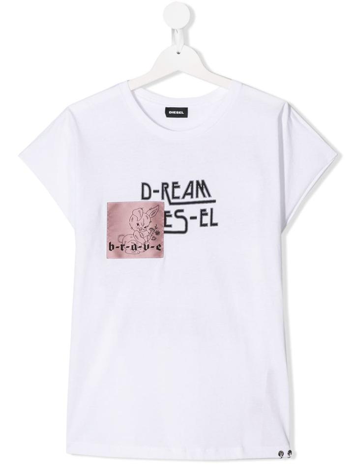 Diesel Kids Teen Patched T-shirt - White