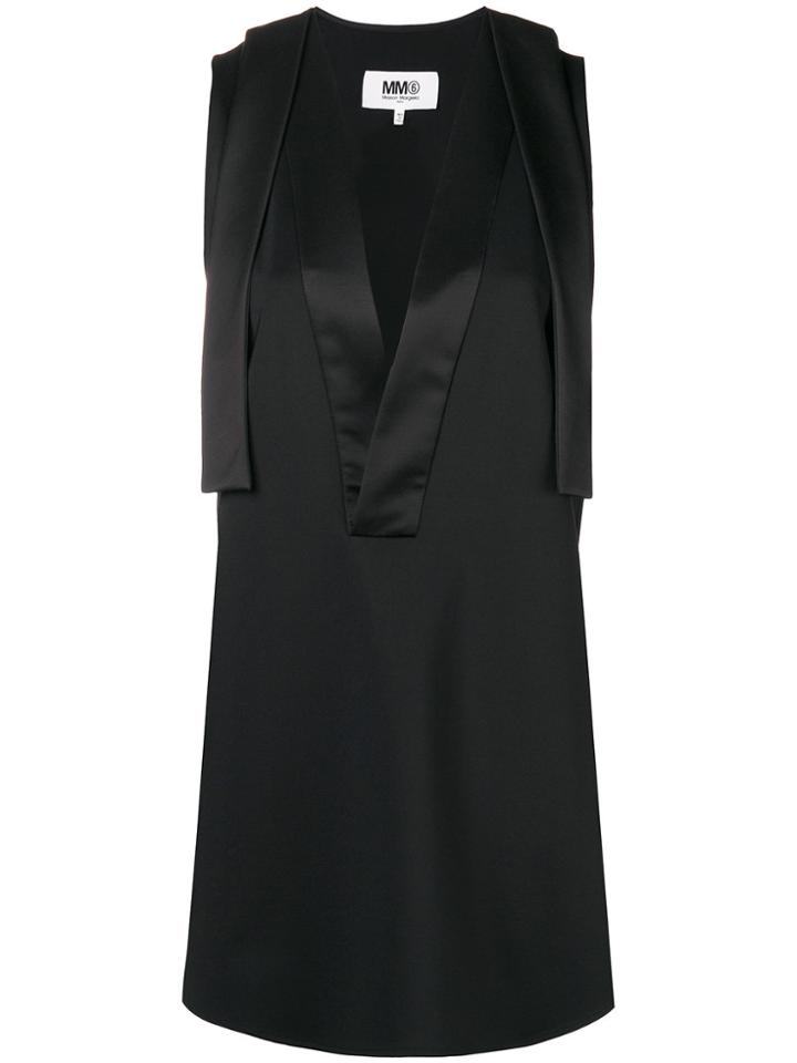 Mm6 Maison Margiela Plunge Neck Longline Tank - Black