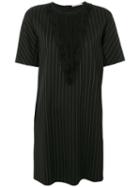 Marco De Vincenzo - Pleated Front Striped Dress - Women - Polyester/spandex/elastane/wool - 40, Black, Polyester/spandex/elastane/wool