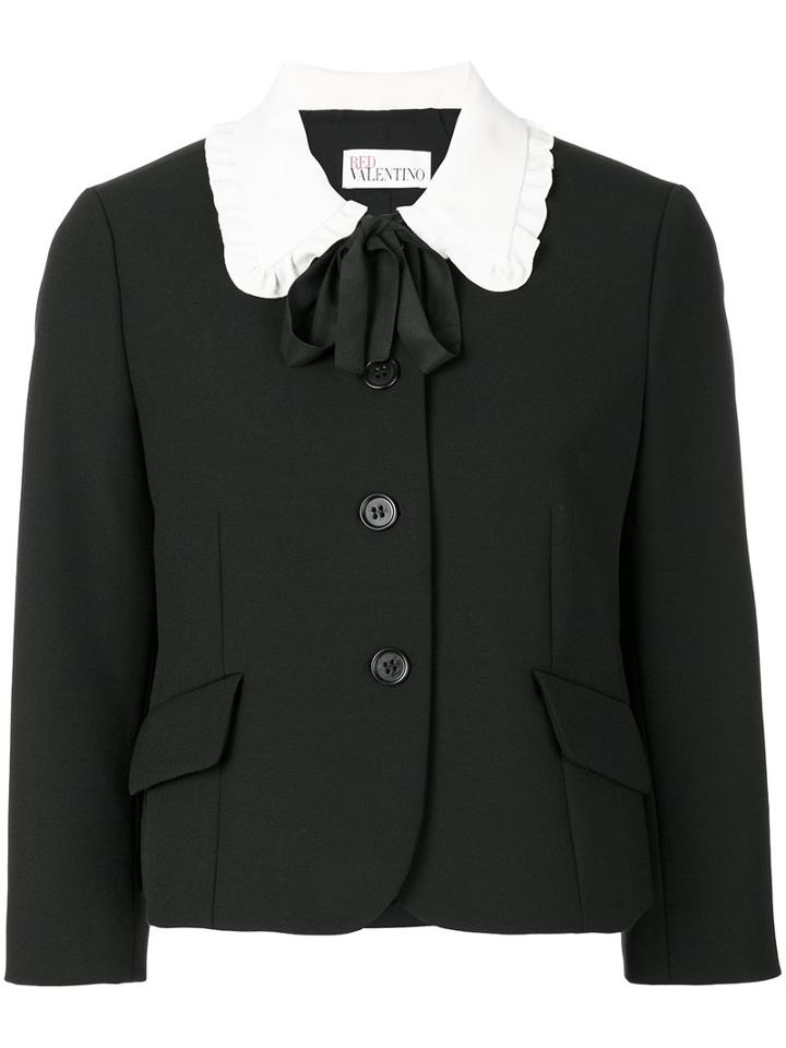 Red Valentino - Contrast Collar Jacket - Women - Polyester/spandex/elastane/acetate/viscose - 42, Black, Polyester/spandex/elastane/acetate/viscose
