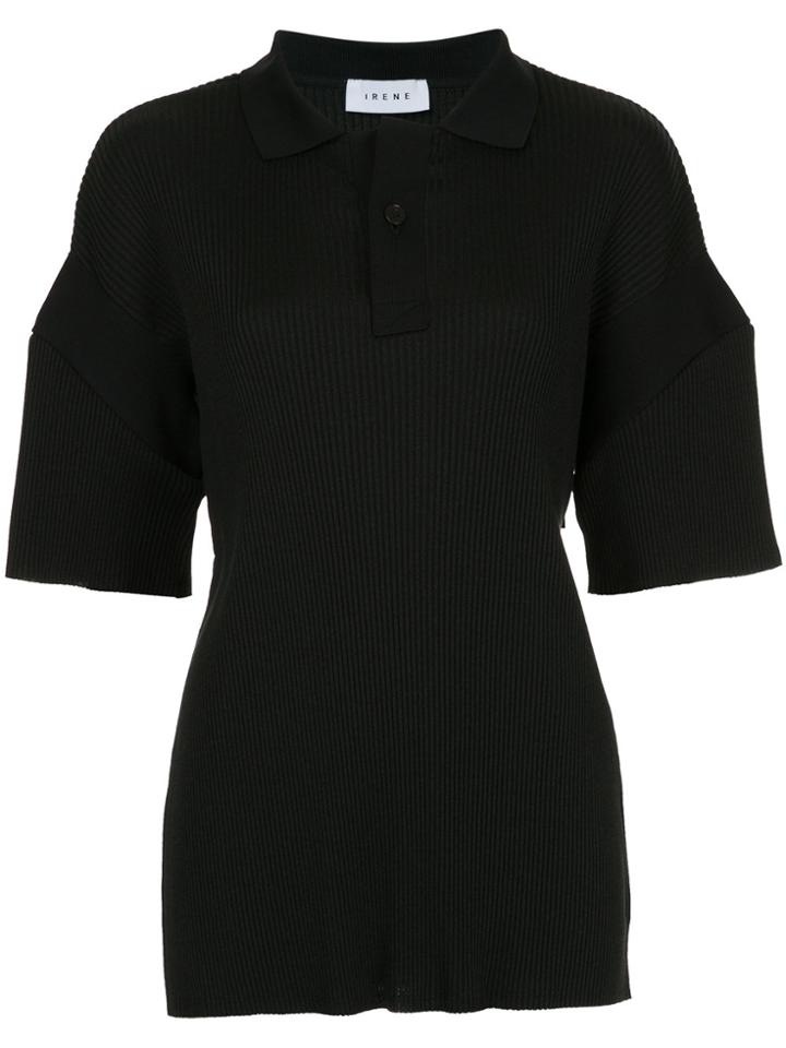 Irene Oversized Sleeve Polo Shirt - Black