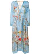 Semicouture Floral Print Maxi Dress - Blue