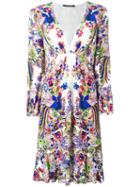 Roberto Cavalli Floral Print V-neck Dress, Size: 46, Viscose