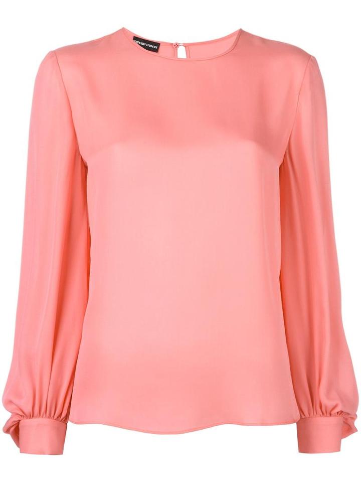 Emporio Armani Sleeve Detail Blouse, Women's, Size: 40, Pink/purple, Silk