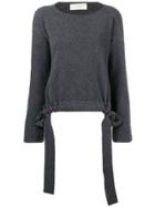 Zanone Slash Neck Drawstring Sweater - Grey