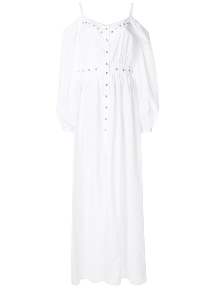 John Richmond Cold-shoulder Embellished Maxi Dress - White