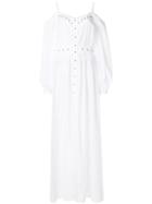 John Richmond Cold-shoulder Embellished Maxi Dress - White