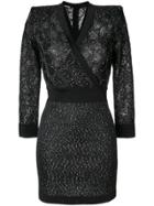 Balmain Sequin-embellished Knit Wrap Dress - Black