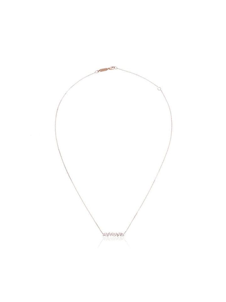 Suzanne Kalan Small Rose Gold Baguette Bar Diamond Necklace - Pink