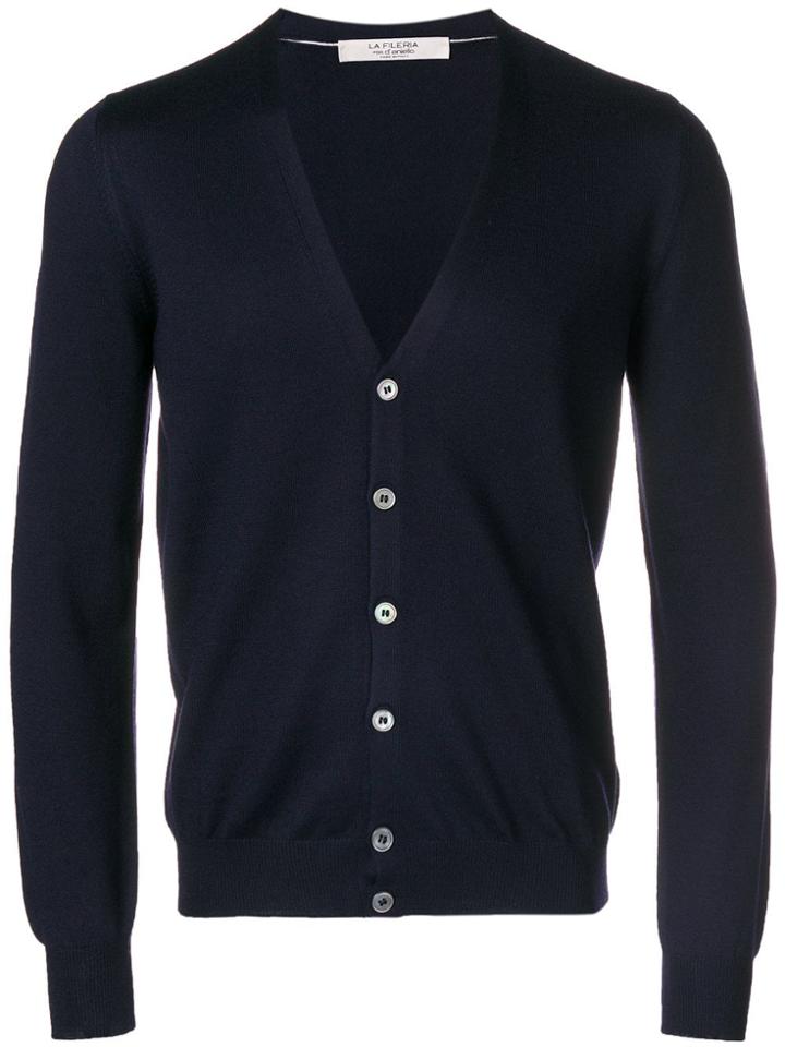 La Fileria For D'aniello V-neck Button Cardigan - Blue